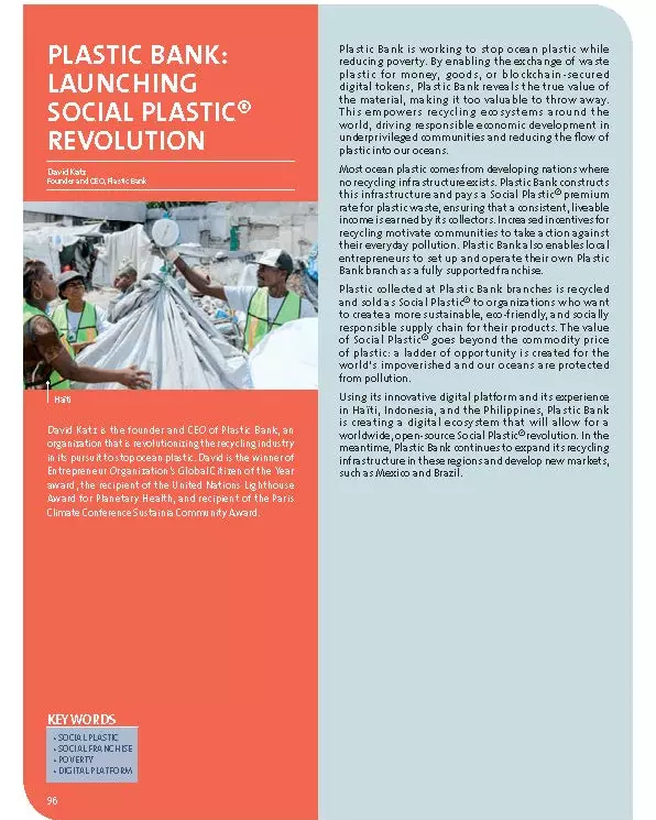 Plastic Bank: launching Social Plastic® revolution