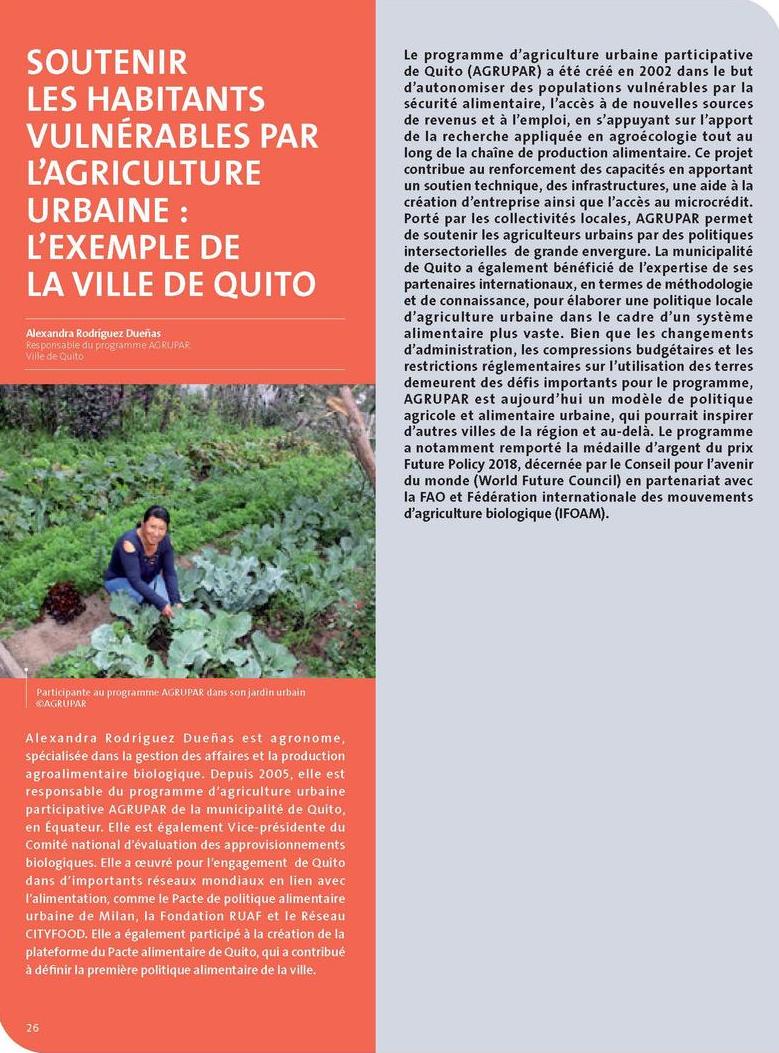 Soutenir les habitants vulnérables par l’agriculture urbaine : l’exemple de la ville de Quito