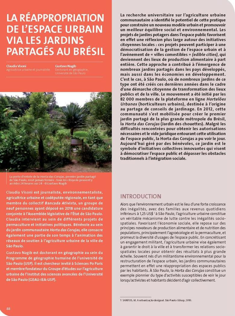 La réappropriation de l’espace urbain via les jardins partagés au Brésil