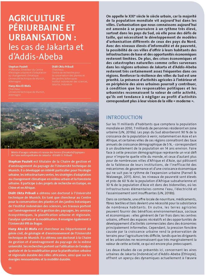 Agriculture périurbaine et urbanisation : les cas de Jakarta et d’Addis-Abeba