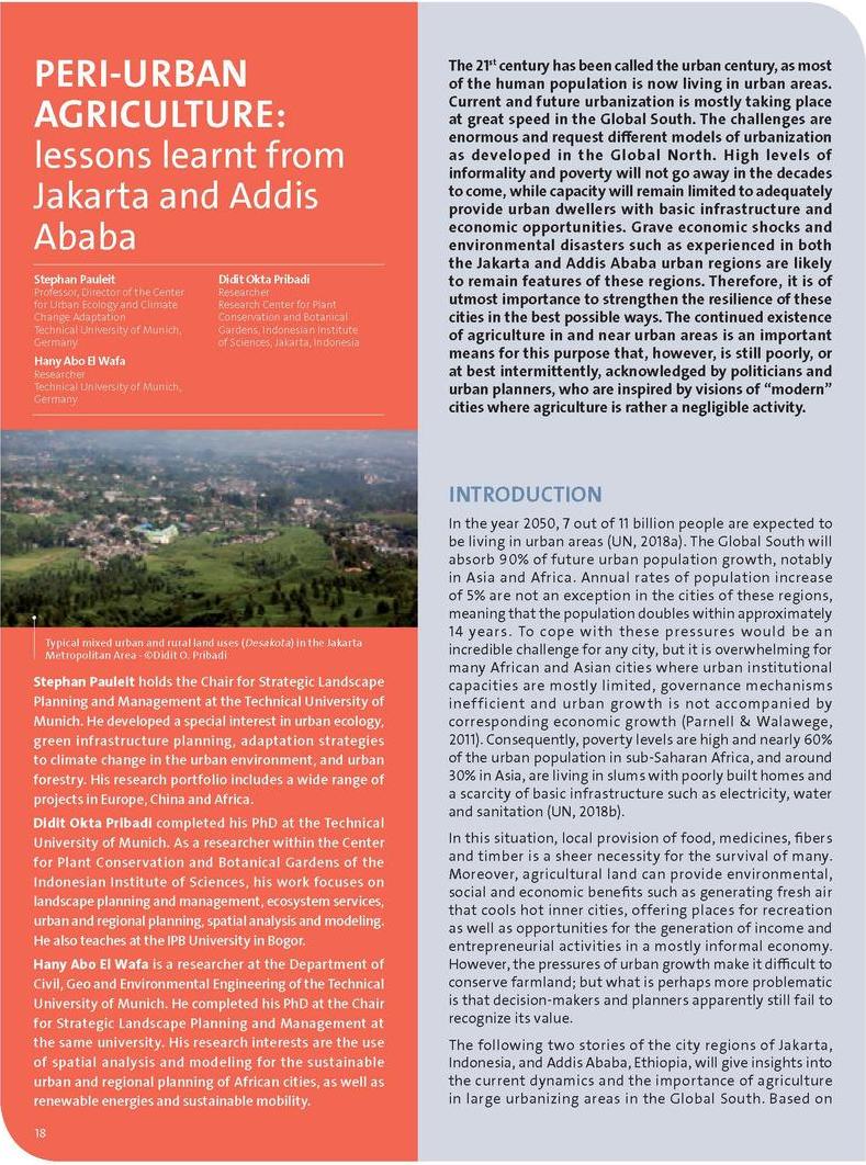 Peri-urban agriculture: lessons learnt from Jakarta and Addis Ababa