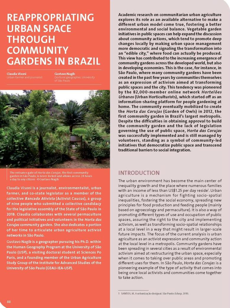 Reappropriating urban space through community gardens in Brazil