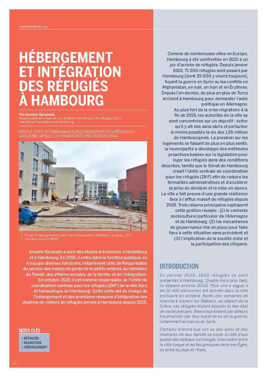 Hébergement et intégration des réfugiés à Hambourg