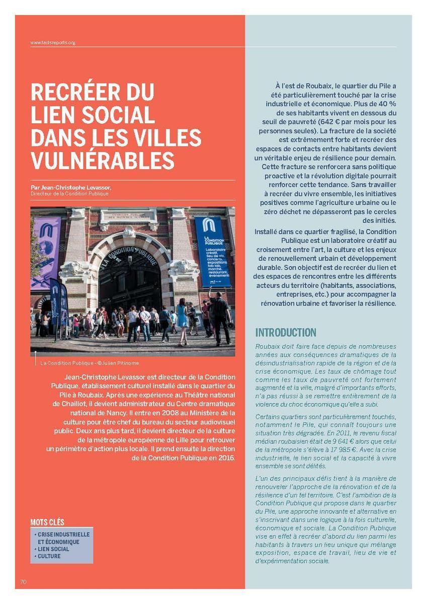 Recréer du lien social dans les villes vulnérables