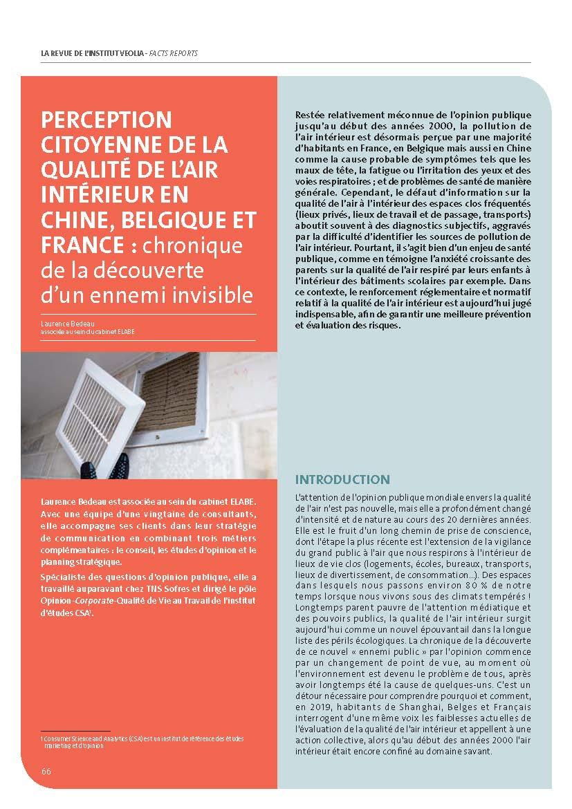 Perception citoyenne de la qualité de l’air intérieur en Chine, Belgique et France - Laurence Bedeau