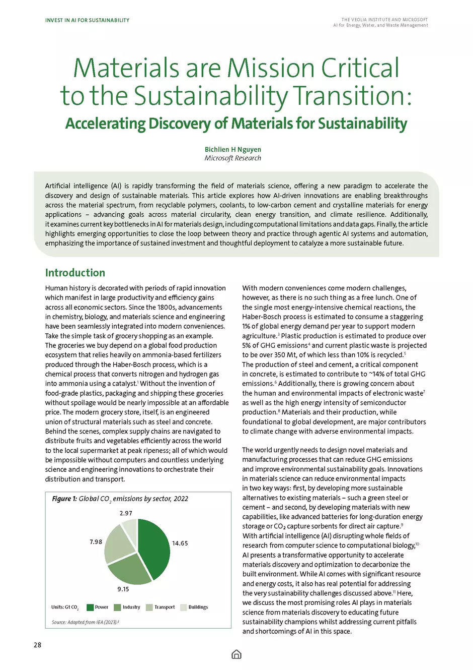 First page of "Materials are Mission Critical to the Sustainability Transition"