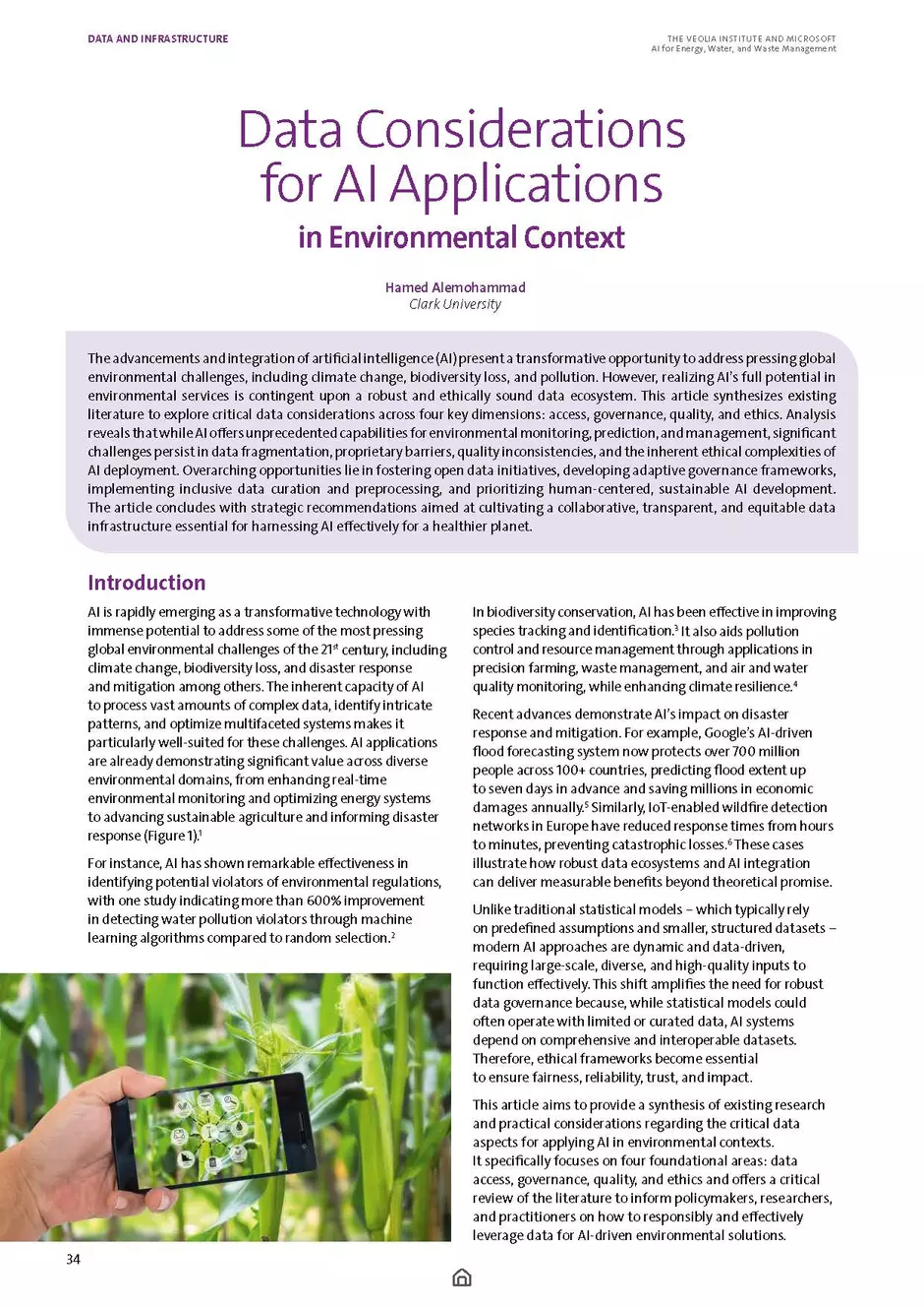 Cover of "Data Considerations for AI Applications in Environmental Context"