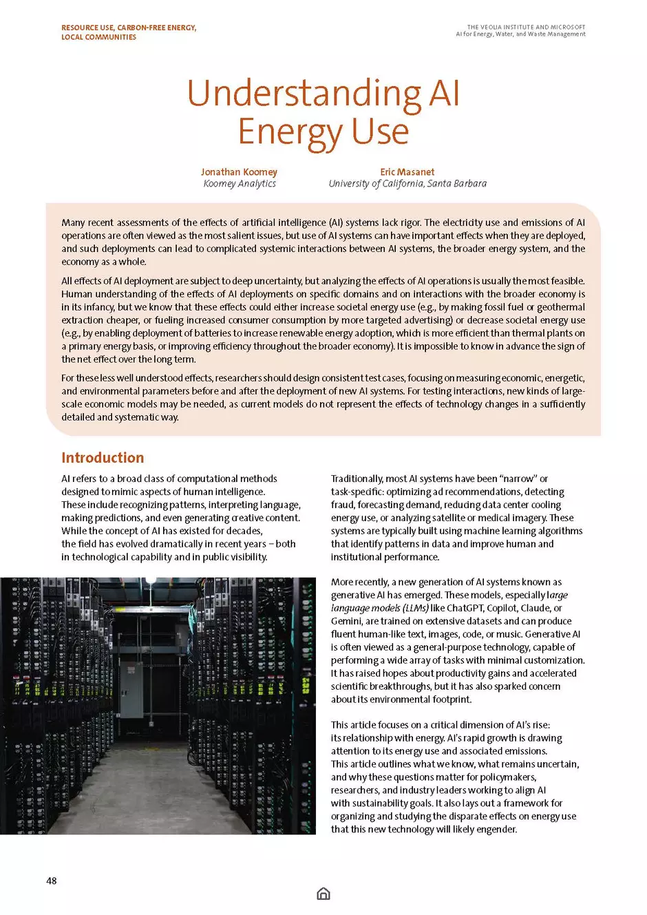 First page of "Understanding AI Energy Use"